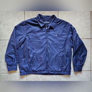 ​Polo Ralph Lauren Bi-Swing Windbreaker Jacket 3XLT Blue Cotton Lined Harrington